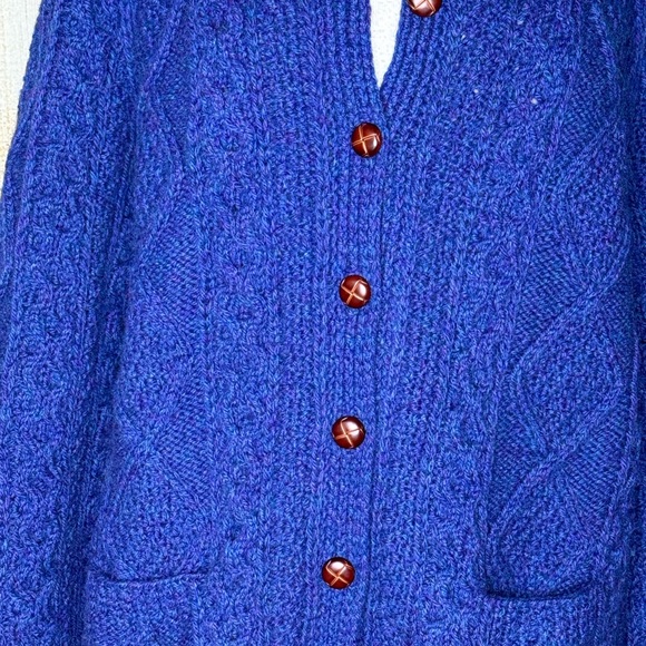 Athena Designs Wool Irish Cableknit Cardigan Sweater - Picture 3 of 5